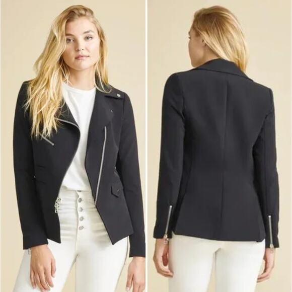 Veronica Beard Jackets & Blazers - Veronica Beard Hadley Scuba Jacket Size 2 Black Moto Style Dickey Compatible